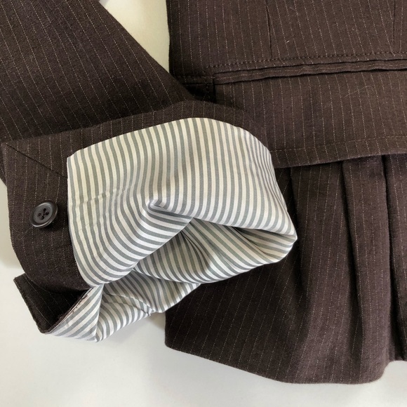 Banana Republic Striped Brown Flax Stretch Blazer - Picture 6 of 8